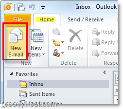 съставете нов имейл за Outlook 2010