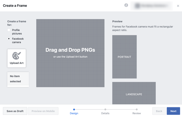 Как да популяризирате вашето събитие на живо във Facebook, стъпка 2, създайте своя кадър във Facebook frame studio