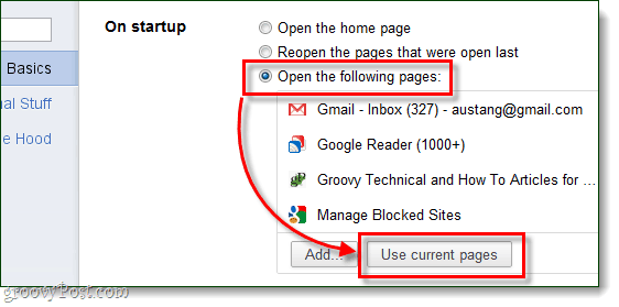 Списък с потребителски страници за стартиране на Chrome