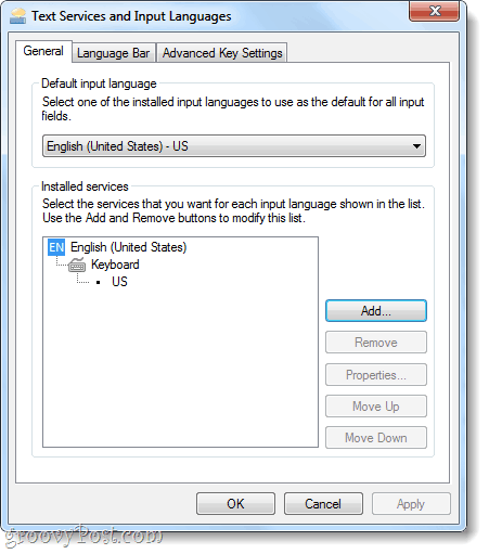 текстови услуги и езици за въвеждане в Windows 7