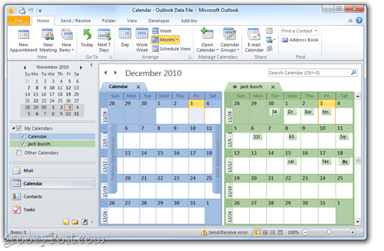 Google Calendar / Outlook 2010 Side-by-Side