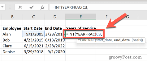 Excel yearfrac формула начална дата