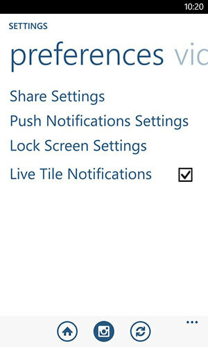 опции за известяване на приложение за Windows Phone