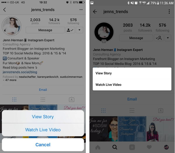 Посетителите на профила в Instagram могат да изберат коя опция да разглеждат във вашите истории, ако имате едновременно повторно видео и публикации на истории.