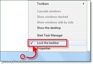 как да заключите лентата на задачите в Windows 7