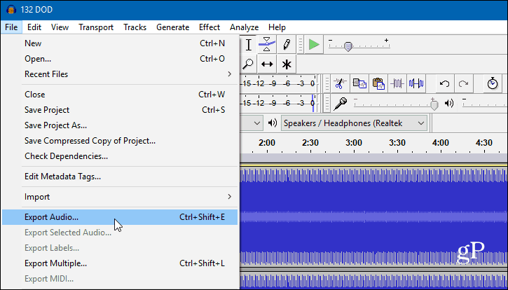 3 Audacity Export Audio