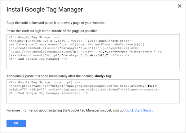 Добавете двата кодови фрагмента на Google Tag Manager към всяка страница на уебсайта си, за да завършите процеса на настройка.