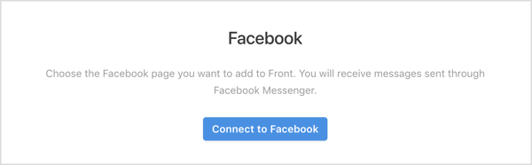Щракнете върху бутона Connect to Facebook в приложението Front.