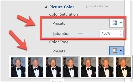 Направяне на корекции на цвета на изображението в Word