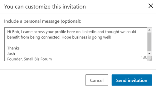 Персонализирайте LinkedIn Messages, стъпка 4.