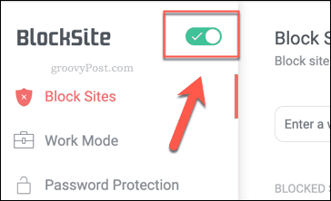 Бутонът за активиране на BlockSite в Chrome