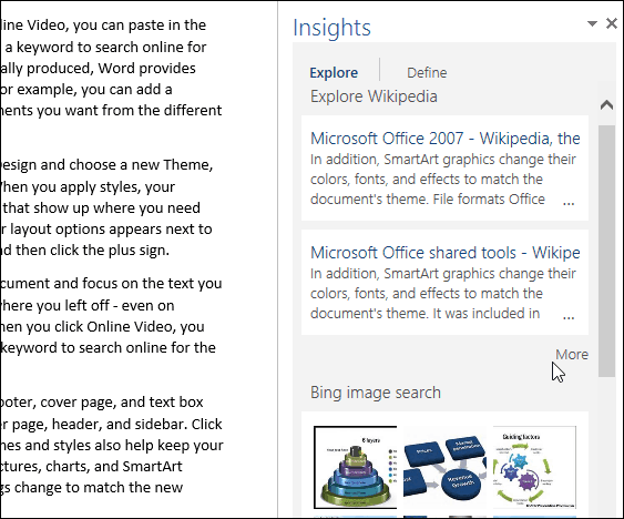 Как да използвате функцията за интелигентно търсене на Bing в Office 2016