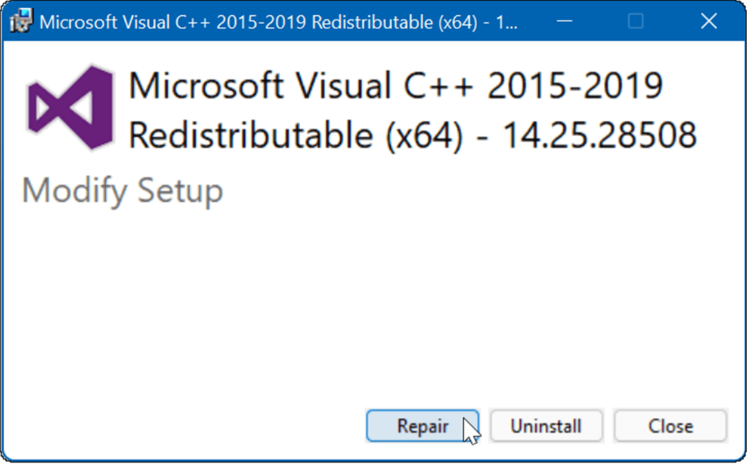 ремонт Microsoft Visual C Redistributable
