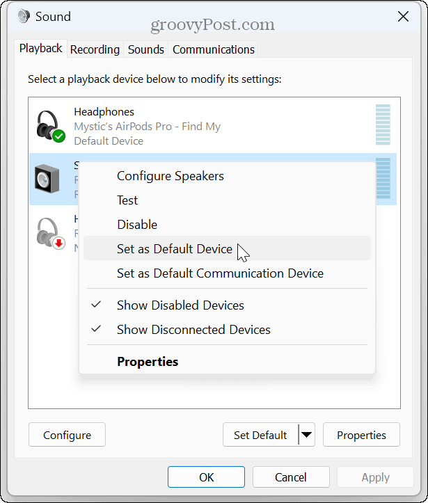 Windows 11 не открива слушалки