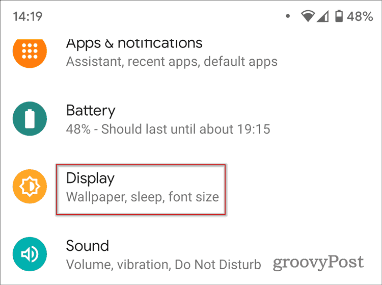 Настройки за дисплей с тъмна тема на Android 10