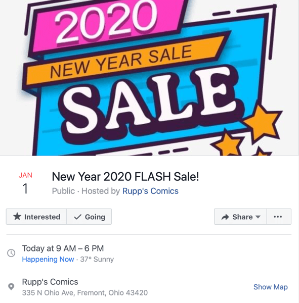 пример за събитие във Facebook за флаш продажба