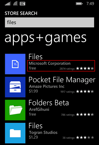 Файлове на Windows Phone 8.1