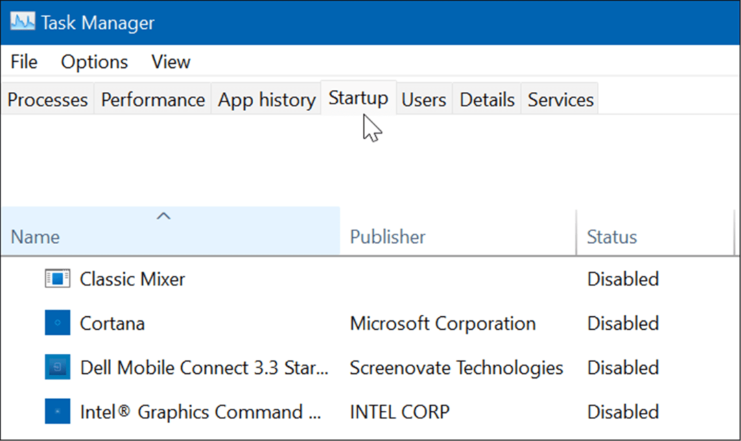 Раздел за стартиране на диспечера на задачите Windows 11