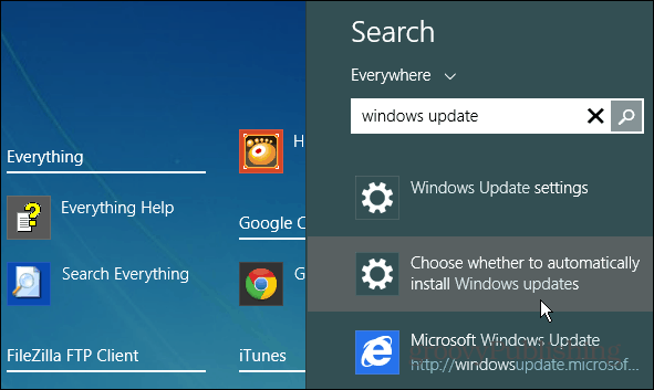 Търсене в актуализации на Windows