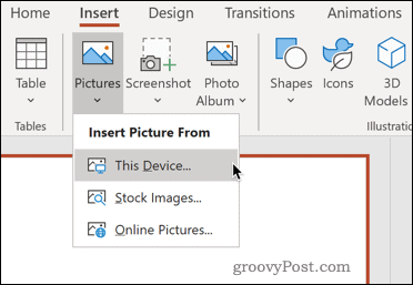 Поставяне на снимка от вашето устройство в PowerPoint