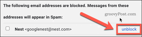Разблокиране на потребител в настройките на Gmail