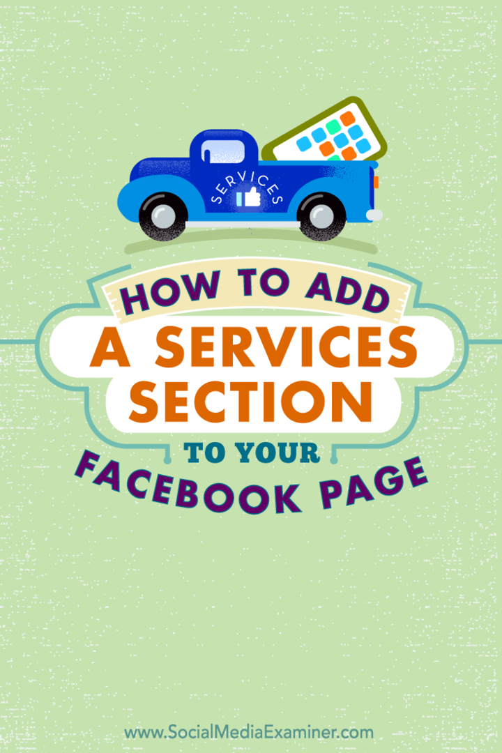 добавете раздела за услуги на facebook страница