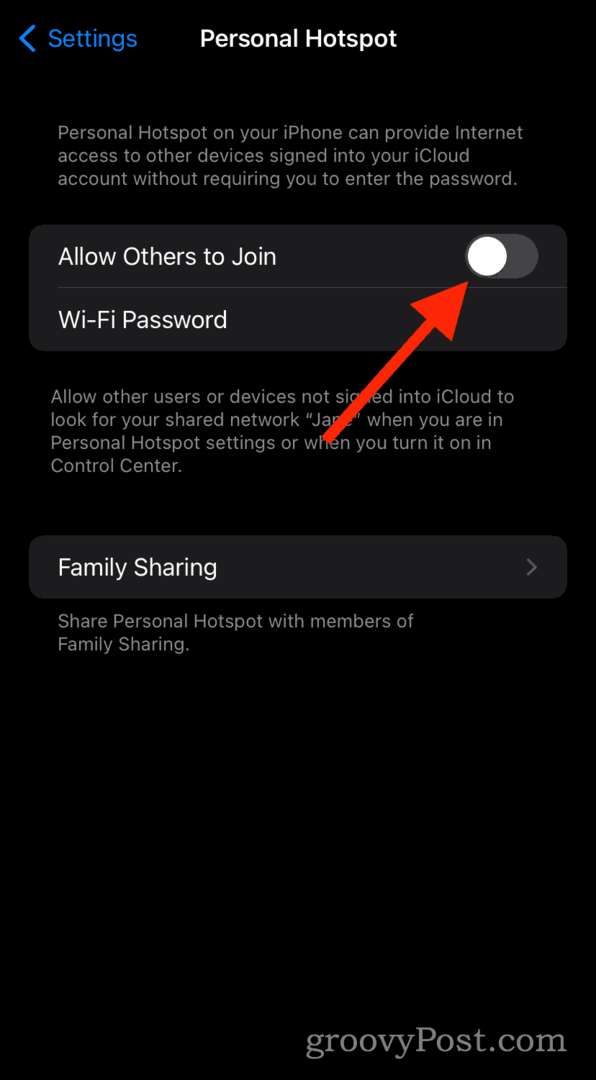 Деактивиране на достъпа до iPhone Personal Hotspot
