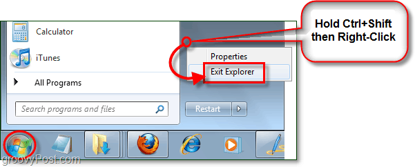 как да рестартирате Explorer в Windows 7, без да рестартирате