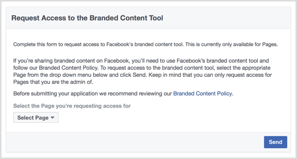 Достъп до заявка за инструмент за съдържание с марка Facebook