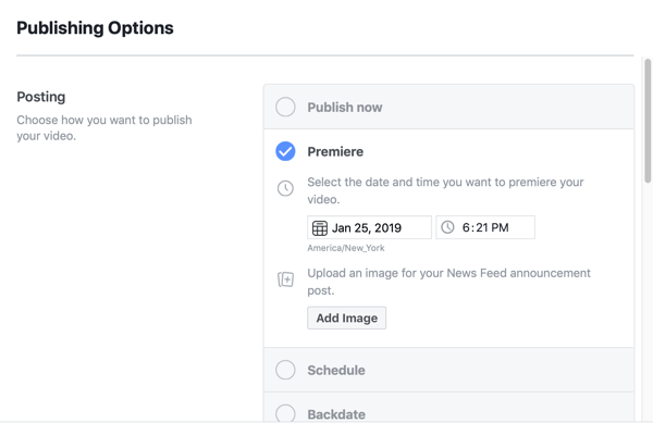 Как да настроите Facebook Premiere, стъпка 5, настройки за планиране на публикации