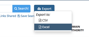 експортиране на резултати от търсенето