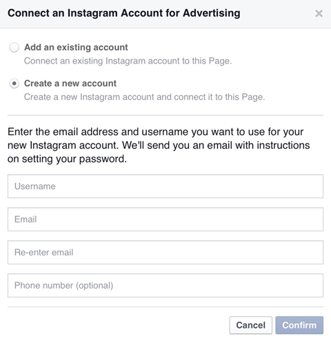 създайте нов акаунт в Instagram във Facebook
