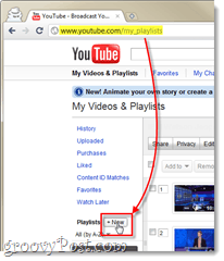 създайте нов списък за възпроизвеждане в YouTube от страницата за видео и плейлисти