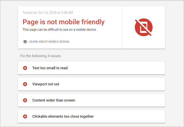 Изпълнете Google Mobile-Friendly Test, за да оптимизирате целевата си страница.