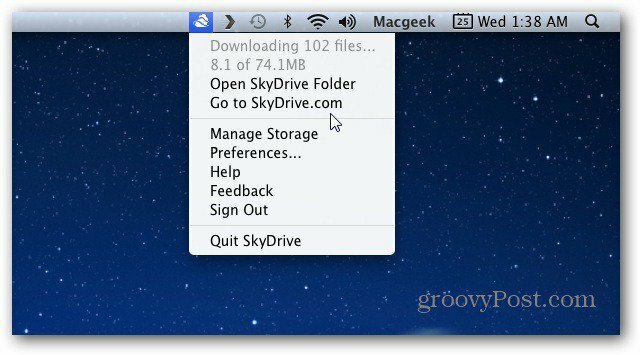 Mac Menubar SkyDrive Икона
