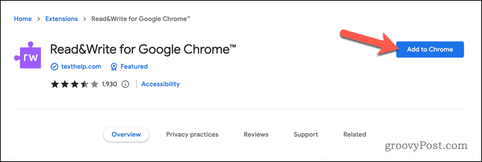 Добавяне на разширението Read & Write към Google Chrome