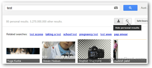 google images лични резултати
