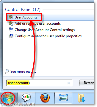 достъп до потребителски акаунти в Windows 7