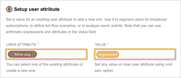Създайте нов потребителски атрибут и въведете стойност за него.
