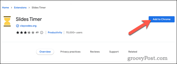 Инсталиране на разширението Slides Timer за Chrome