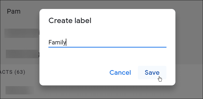 етикет с име за групов имейл Gmail