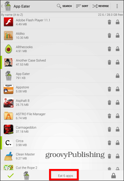 Изглед списък на App Eater