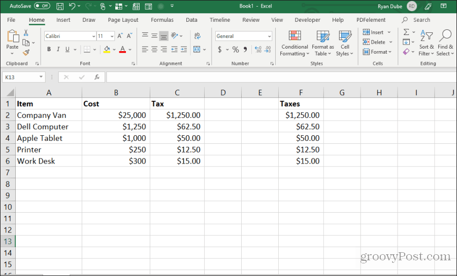 формулите клетки копират и се поставят в Excel