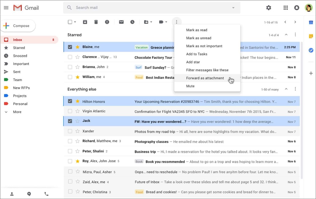Google позволява изпращане на имейли като прикачени файлове в Gmail