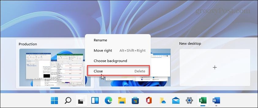 Затворете Virtual Desktop Windows 11