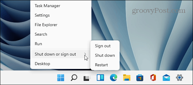 Бутон за изключване на Windows 11 Старт