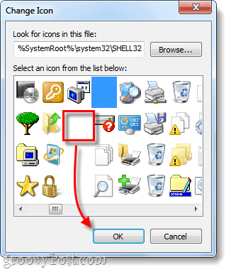 изберете прозрачна икона за пряк път за Windows 7