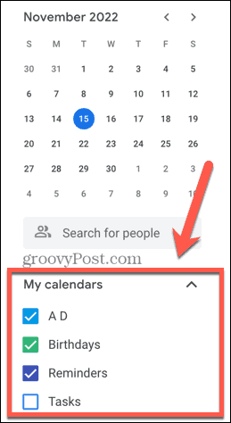 google календар изберете календари