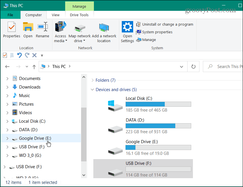 Google Диск е добавен към File Explorer