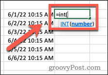 Писане на INT формула в Excel